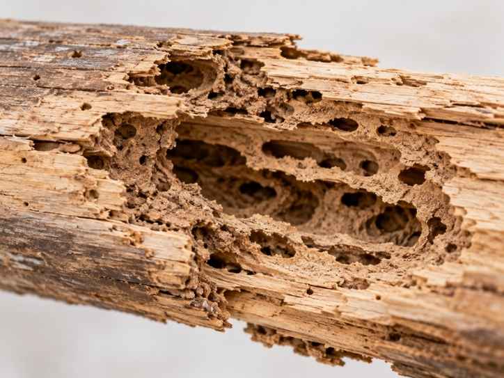 Hollow wood damaged by termites