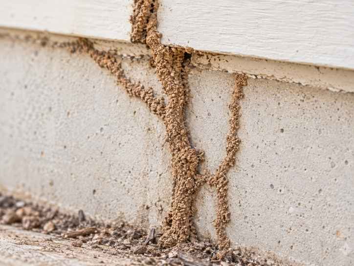 Termite mud tubes on wall or foundation